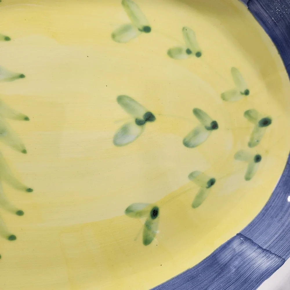 Caleca Greco Hand Painted Italy Fish Shaped Server Platter Marina Yellow Blue